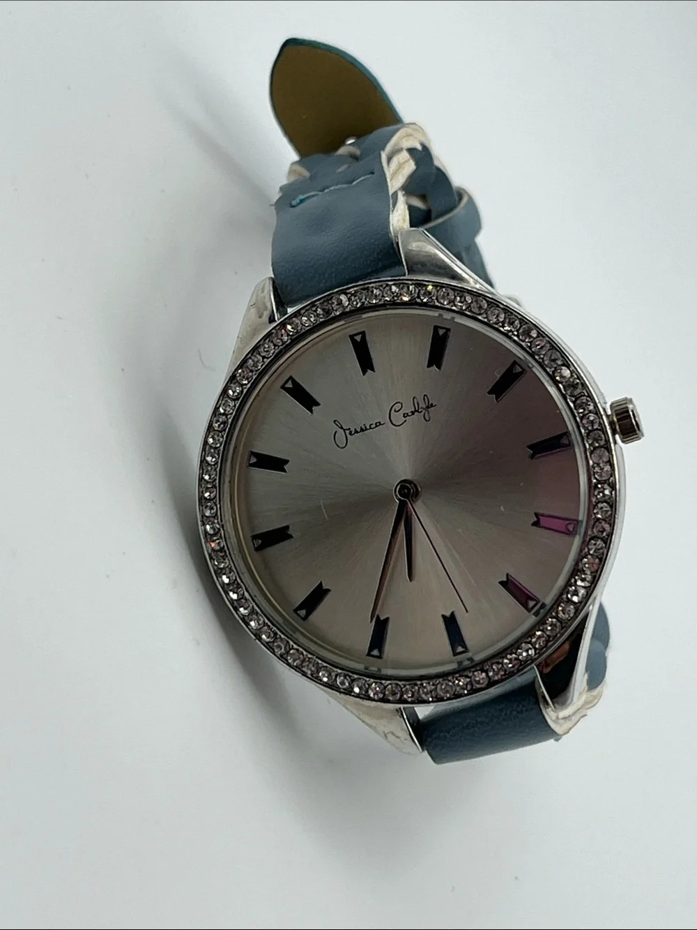 Jessica Carlyle Women's Silver Dial Watch with Blue Strap